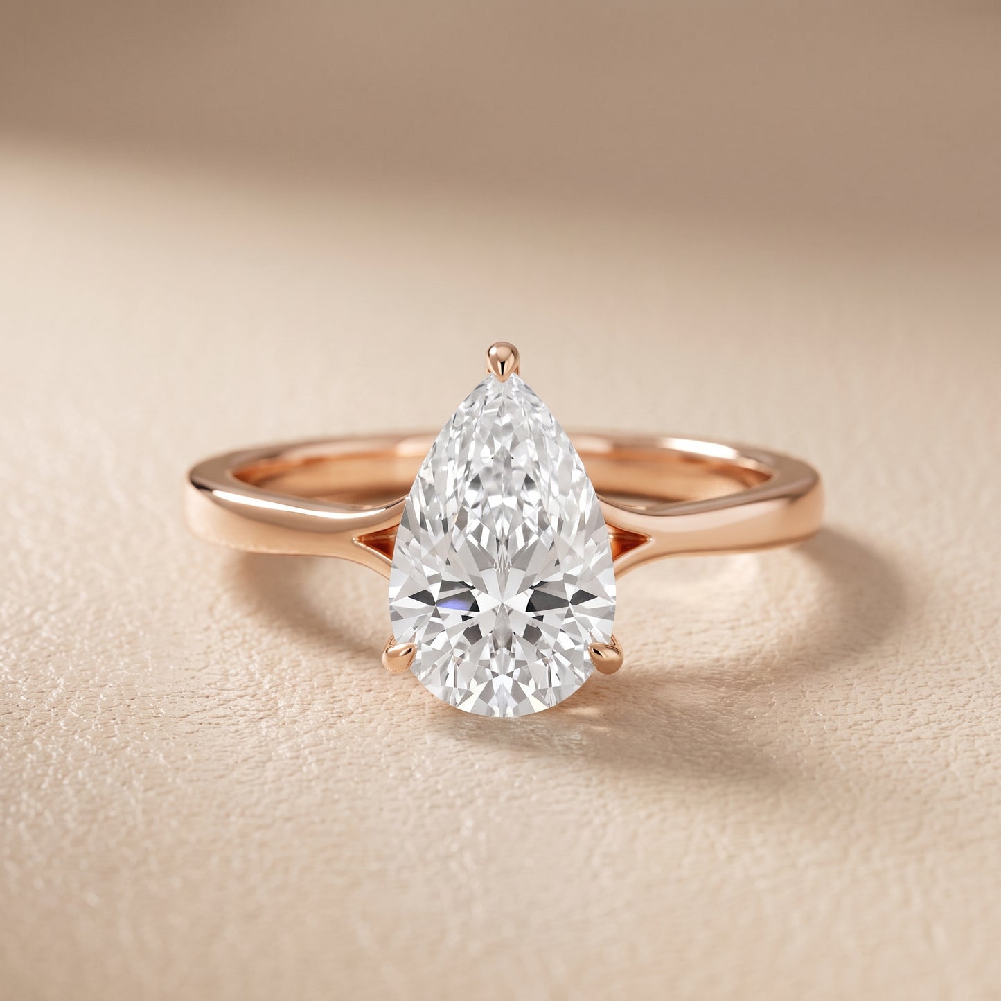 Anais Trellis Solitaire Pear Diamond Engagement Ring in Rose Gold - front.jpg