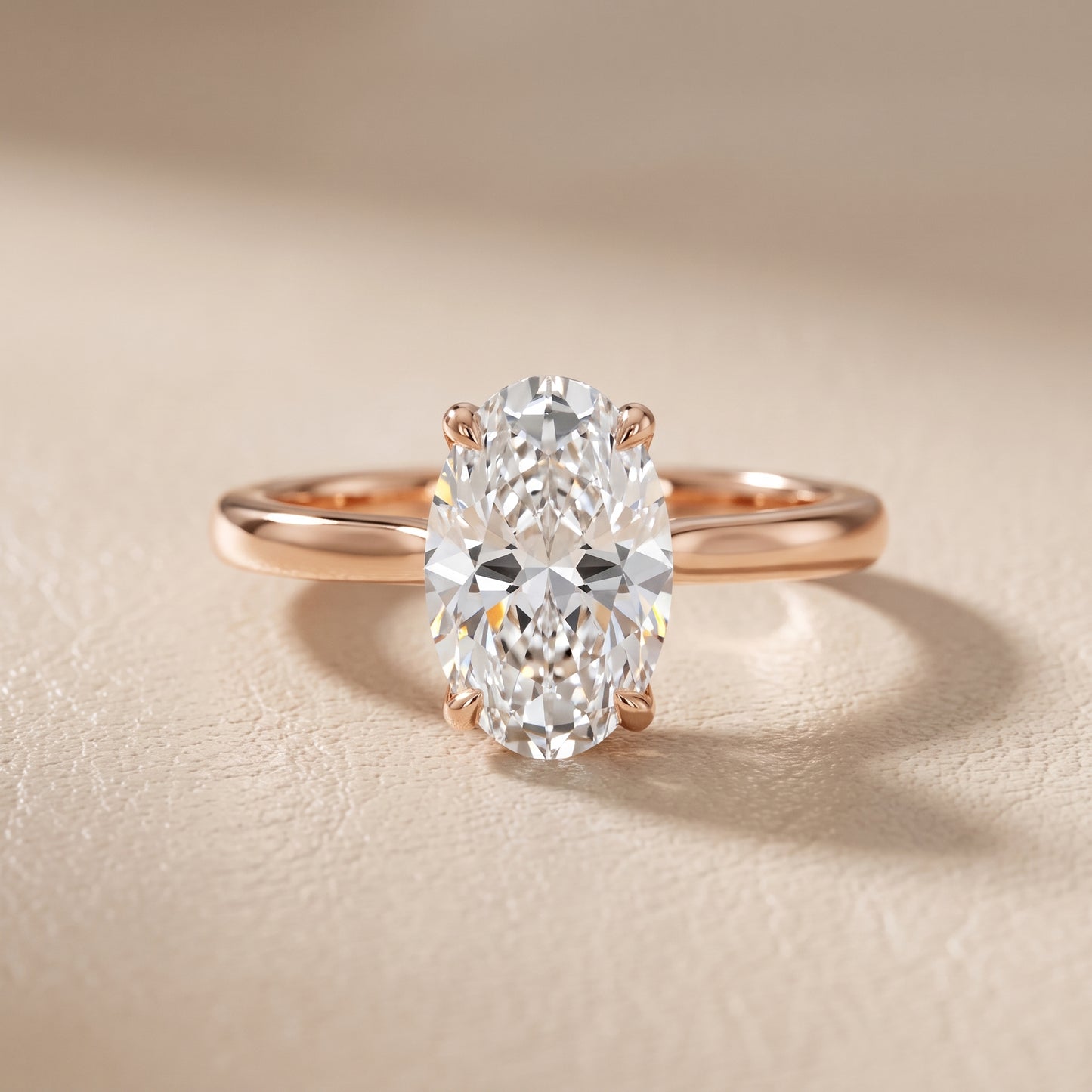Mena Hidden Halo Oval Diamond Engagement Ring in Rose Gold - front.jpg