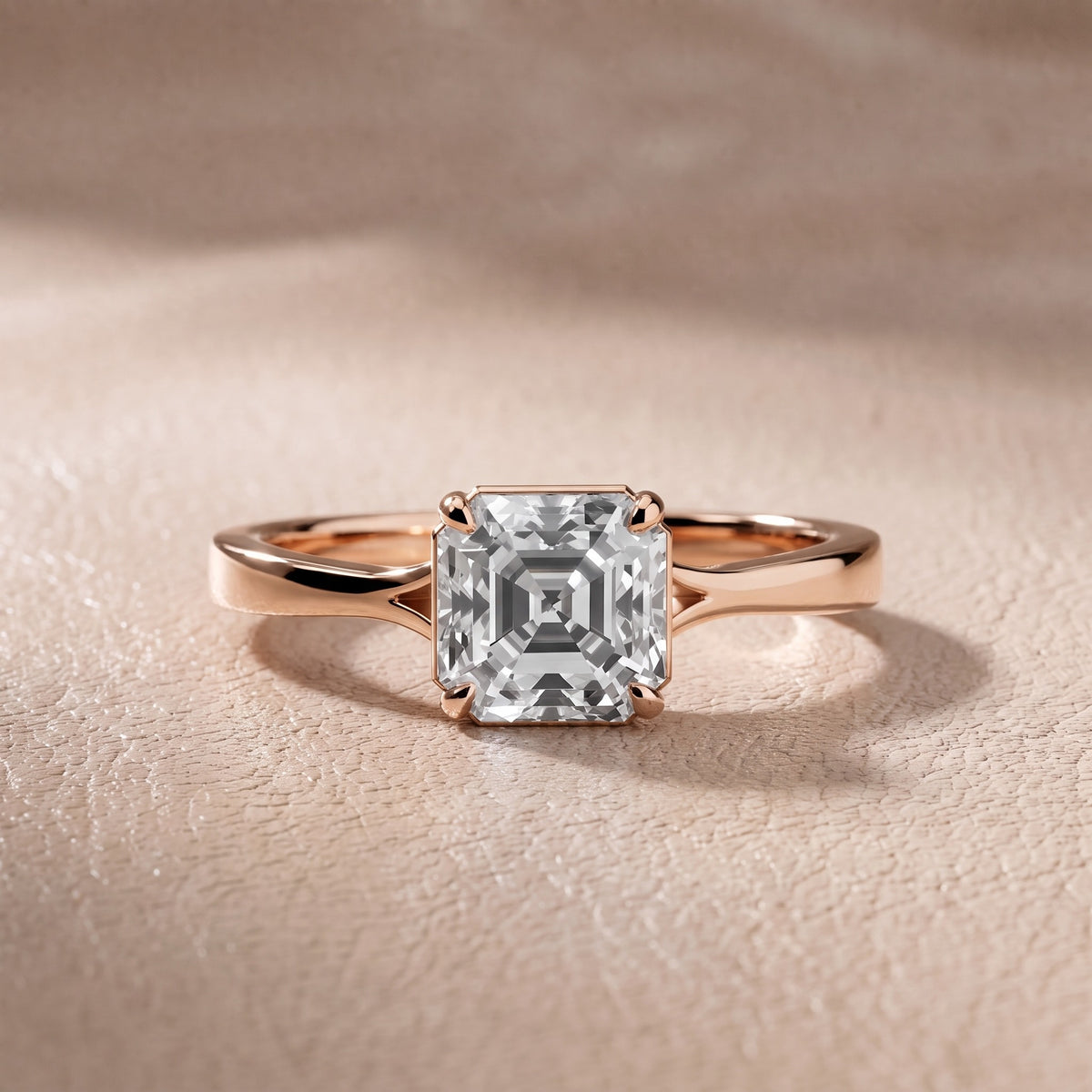 Evangeline Trellis Solitaire Asscher Diamond Engagement Ring in Rose Gold - front.jpg