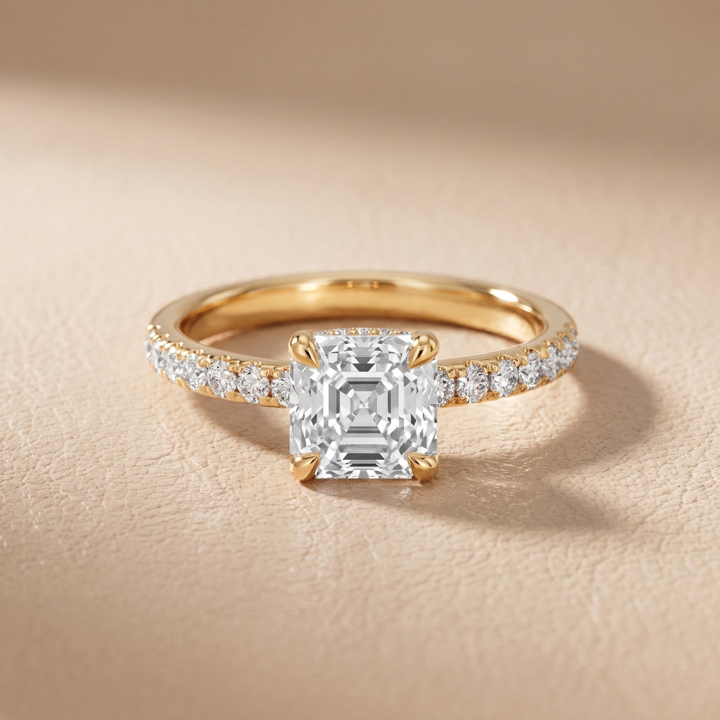 Maya Hidden Halo Pavé Asscher Diamond Engagement Ring in Yellow Gold - front.jpg