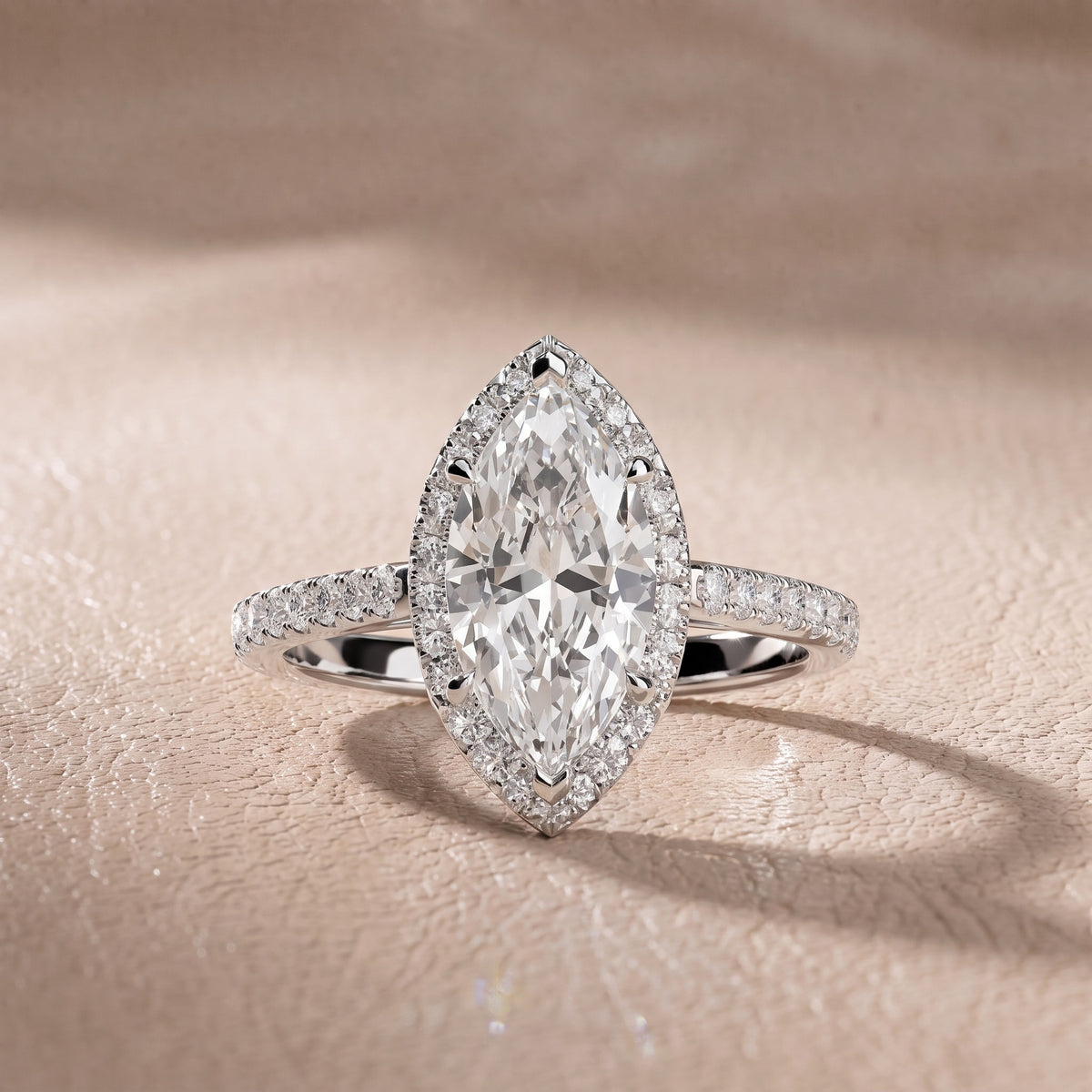 Alma Halo Pavé Marquise Diamond Engagement Ring in Platinum - front.jpg