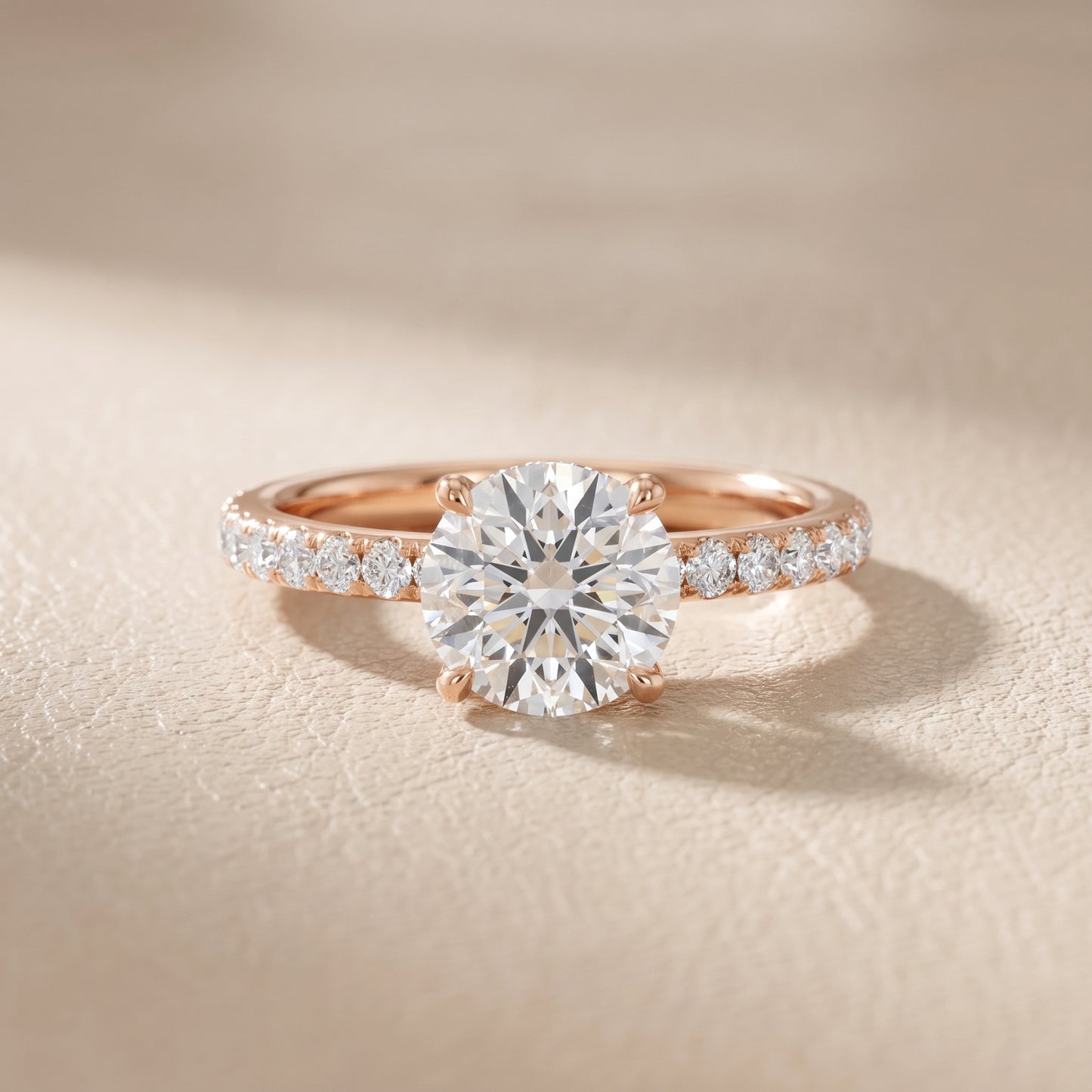 Thea Hidden Halo Pavé Round Diamond Engagement Ring in Rose Gold - front.jpg