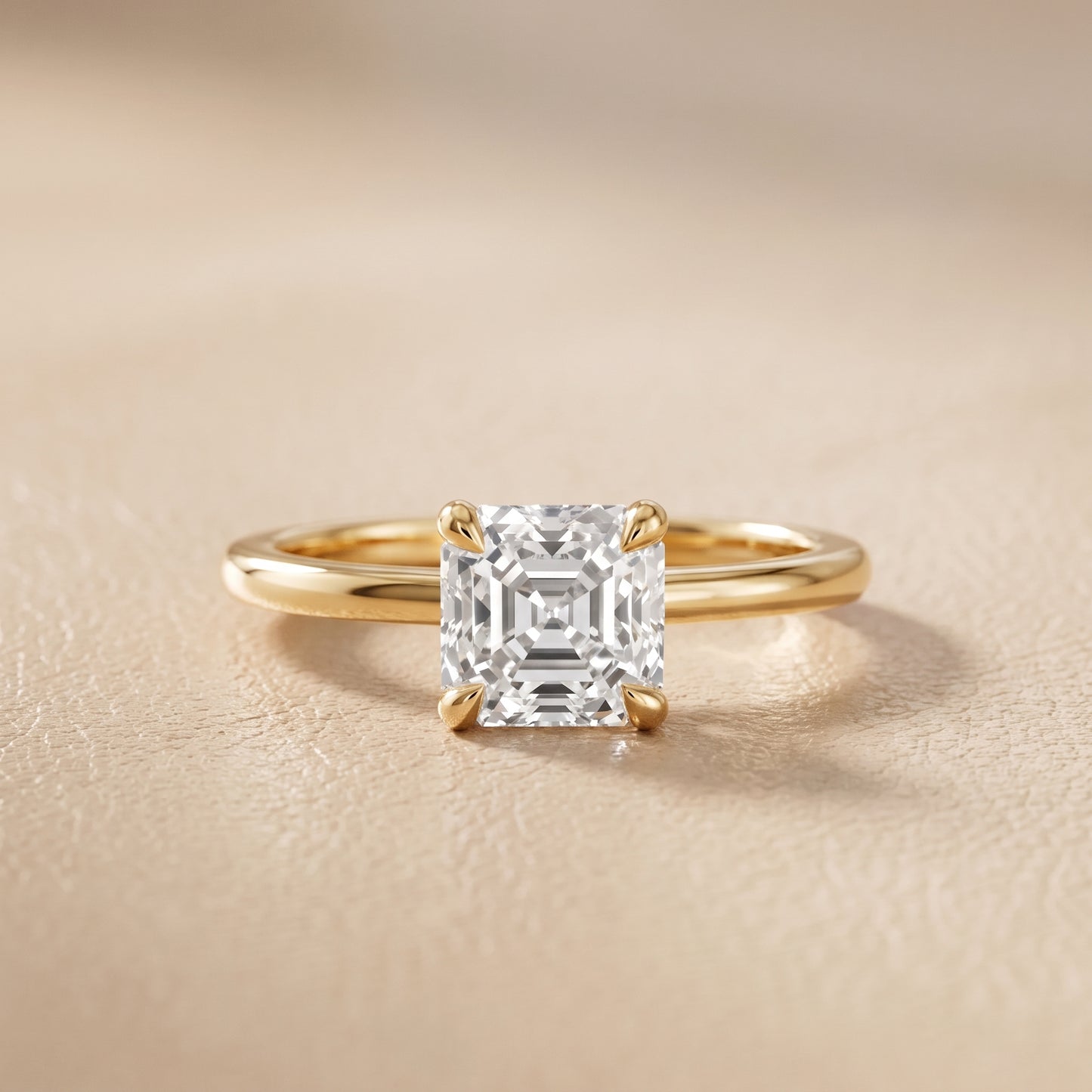 Nella Petite Solitaire Asscher Diamond Engagement Ring in Yellow Gold - front.jpg
