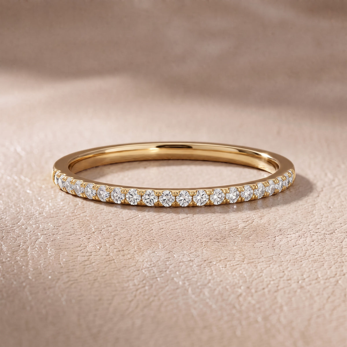 Poppy Micropavé Round Diamond Half Eternity Band in Yellow Gold - front.jpg