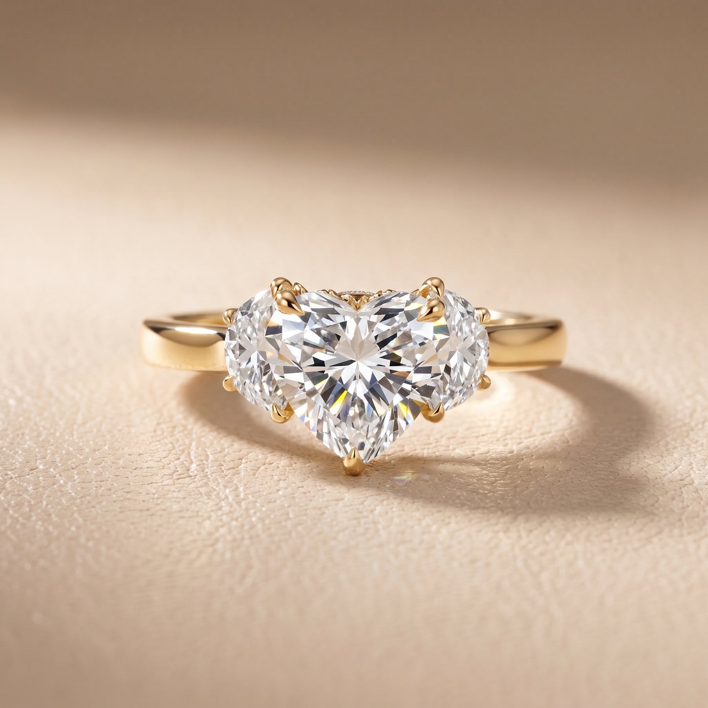 Romy Three-Stone Heart Diamond Engagement Ring in Yellow Gold - front.jpg