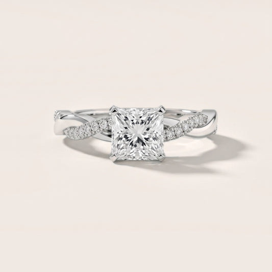 Twisted Side Stone Princess Diamond Engagement Ring in Platinum [studio-20261024]