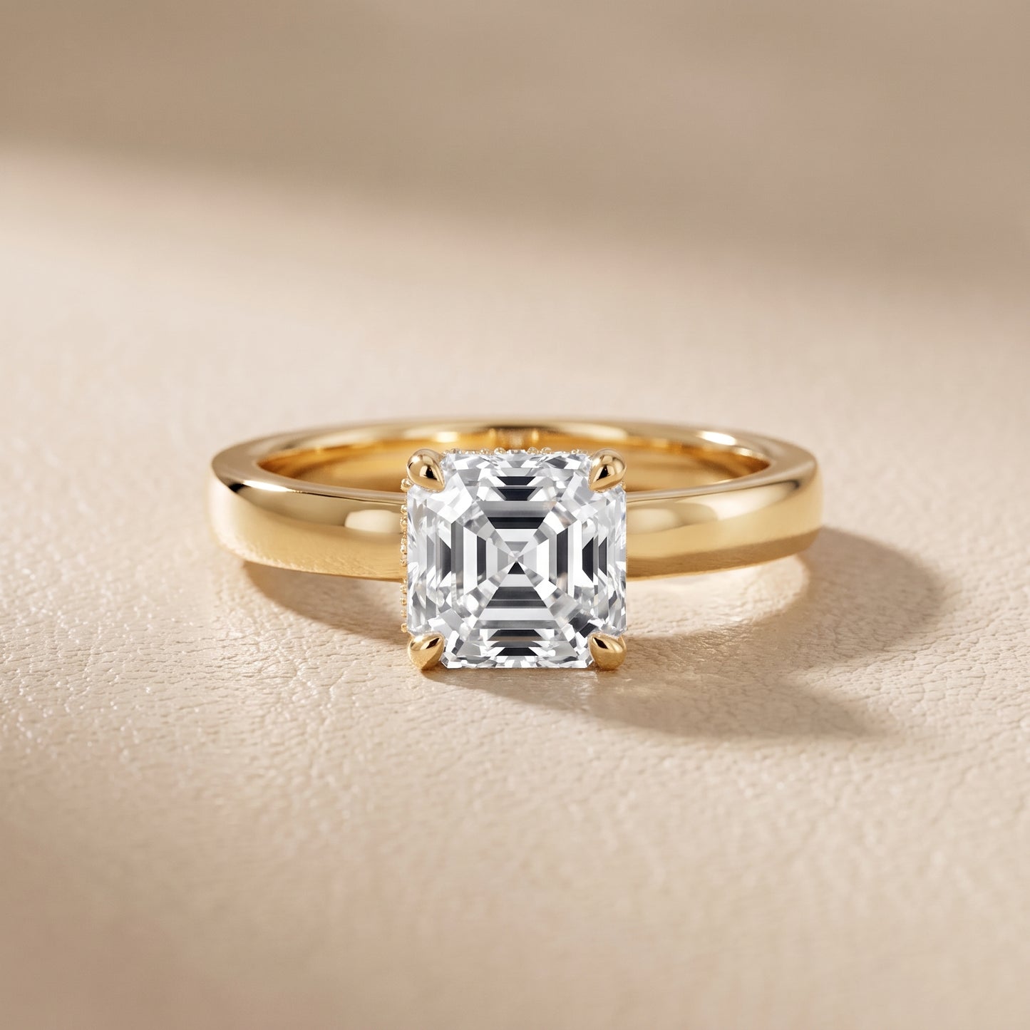 Lara Hidden Halo Asscher Diamond Engagement Ring in Yellow Gold - front.jpg