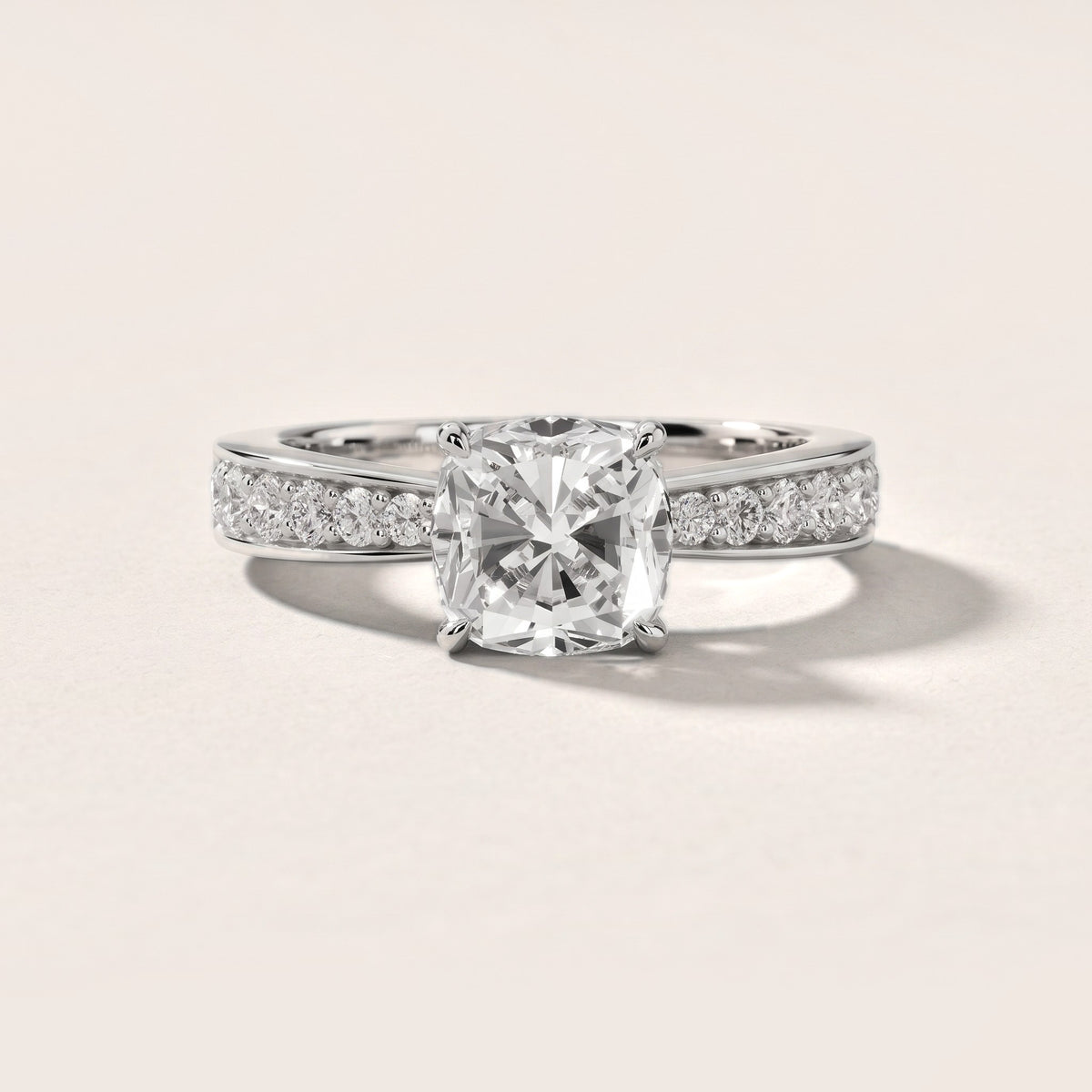 Riley Cathedral Pavé Cushion Diamond Engagement Ring in Platinum - front.jpg
