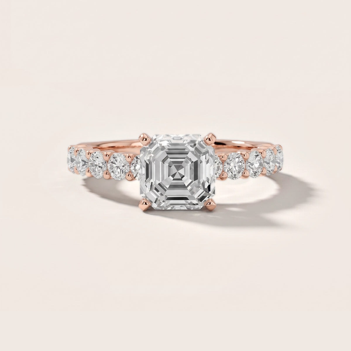 Heloise Statement Pavé Asscher Diamond Engagement Ring in Rose Gold - front.jpg
