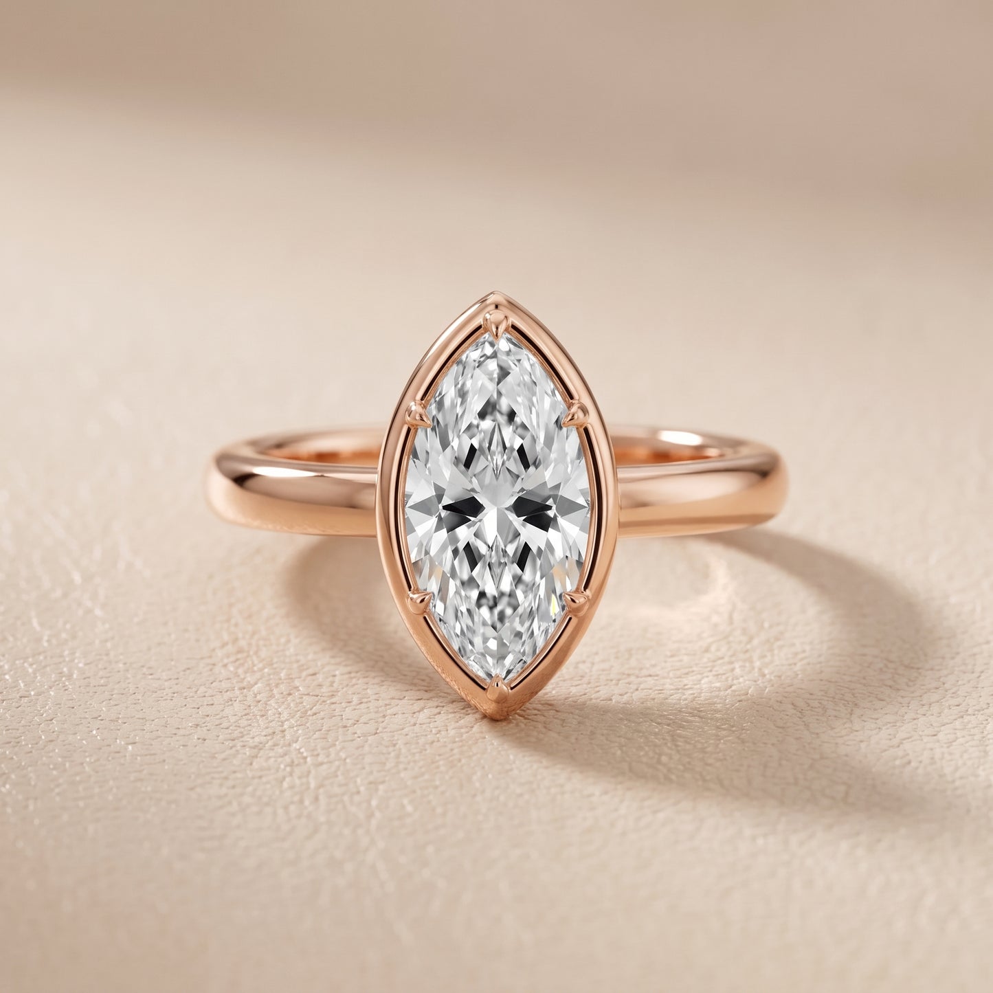 Alina Bezel Solitaire Marquise Diamond Ring in Rose Gold - front.jpg