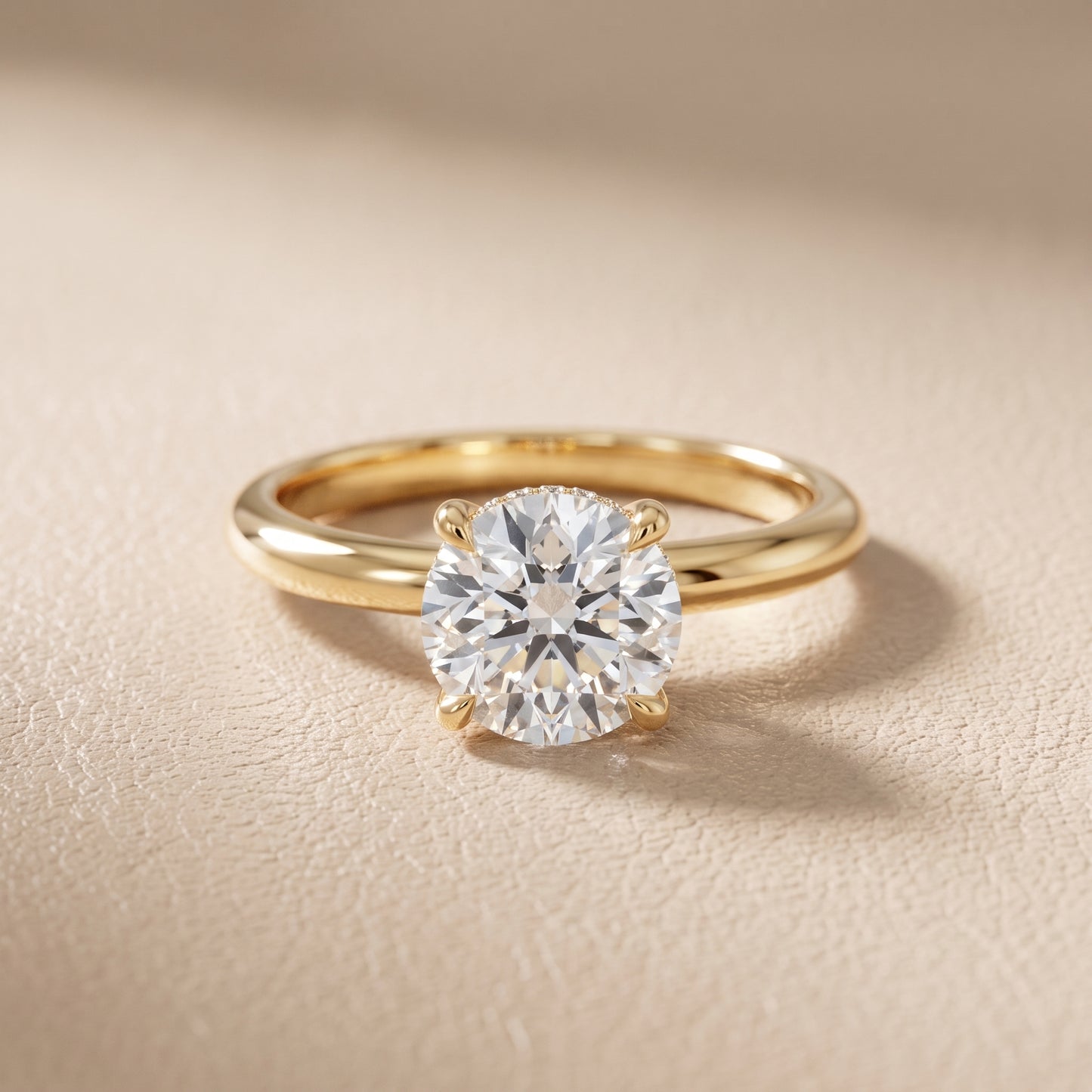 Amaya Hidden Halo Round Diamond Ring in Yellow Gold - front.jpg