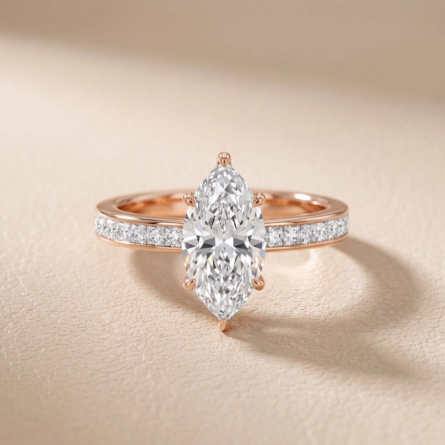 Brielle Channel Set Solitaire Marquise Diamond Ring in Rose Gold - front.jpg
