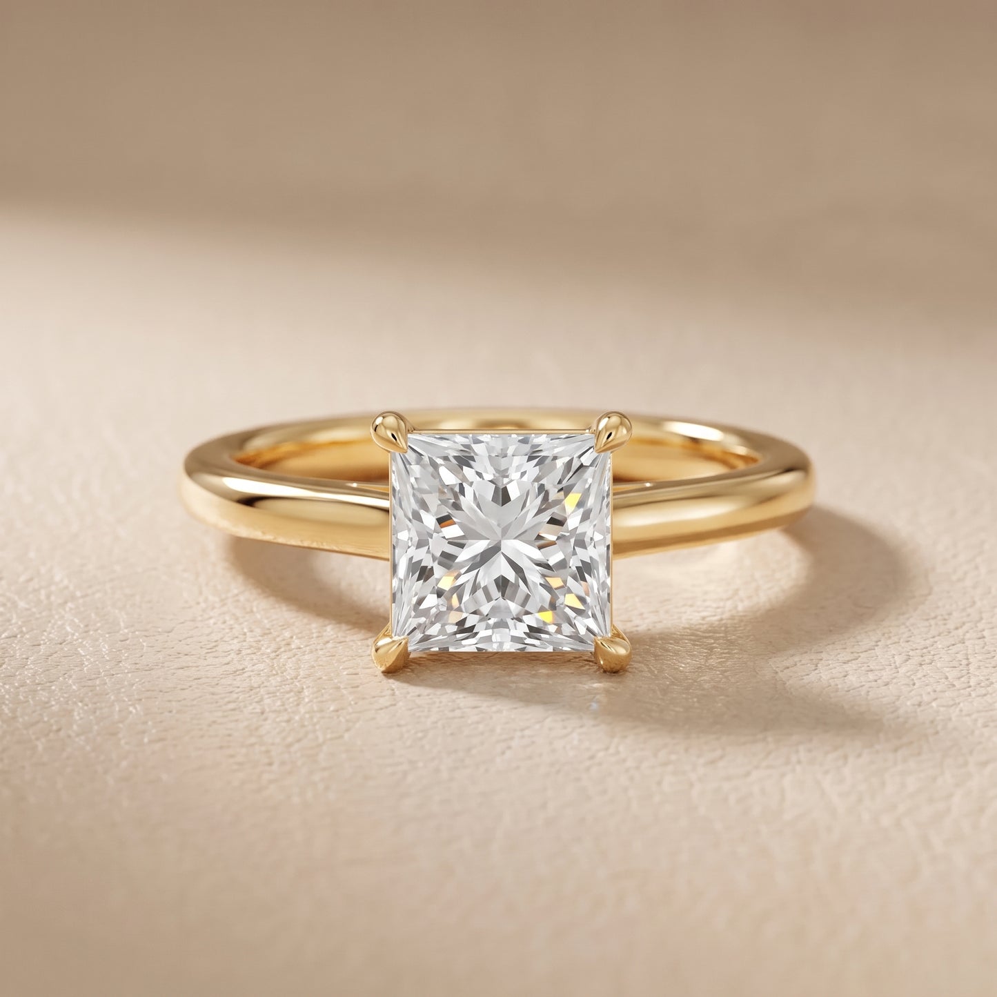 Sadie Cathedral Solitaire Princess Diamond Ring in Yellow Gold - front.jpg