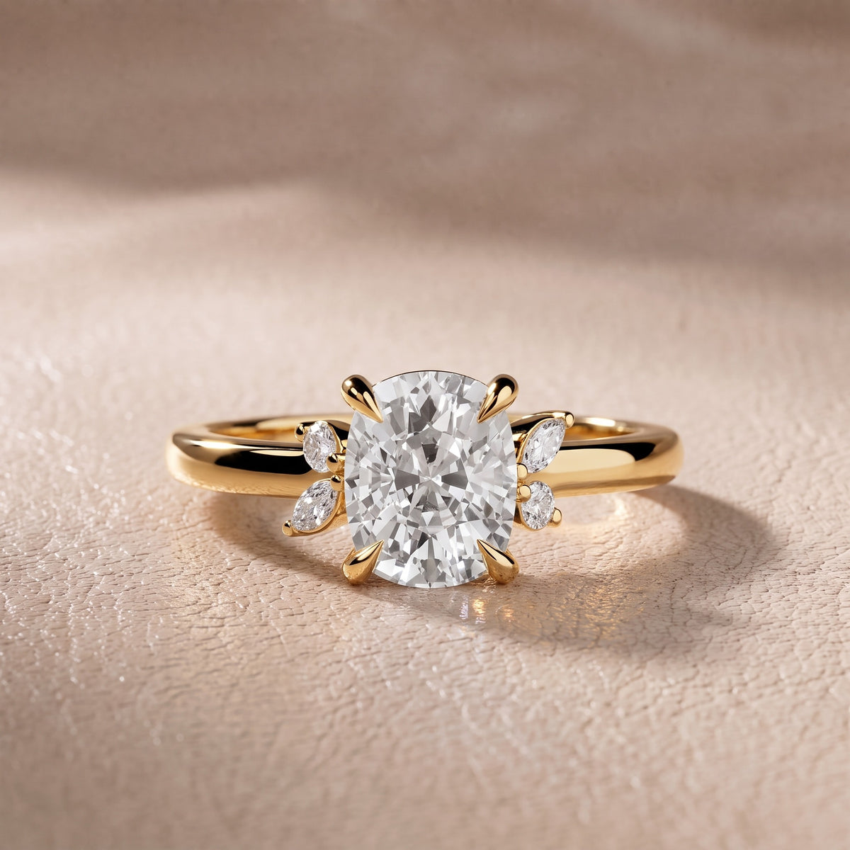 Hattie Leaf Cushion Diamond Engagement Ring in Yellow Gold - front.jpg