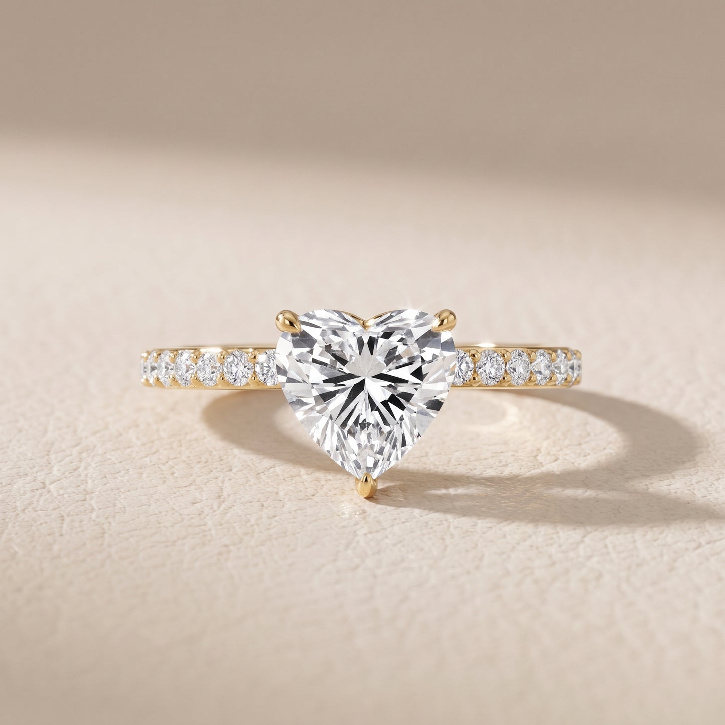 Aisha Pavé Solitaire Heart Diamond Engagement Ring in Yellow Gold - front.jpg