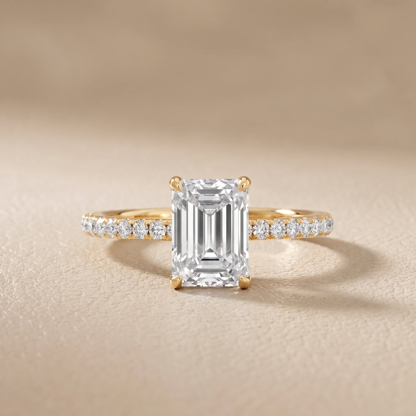 Ione Solitaire Pavé Emerald Diamond Engagement Ring in Yellow Gold - front.jpg