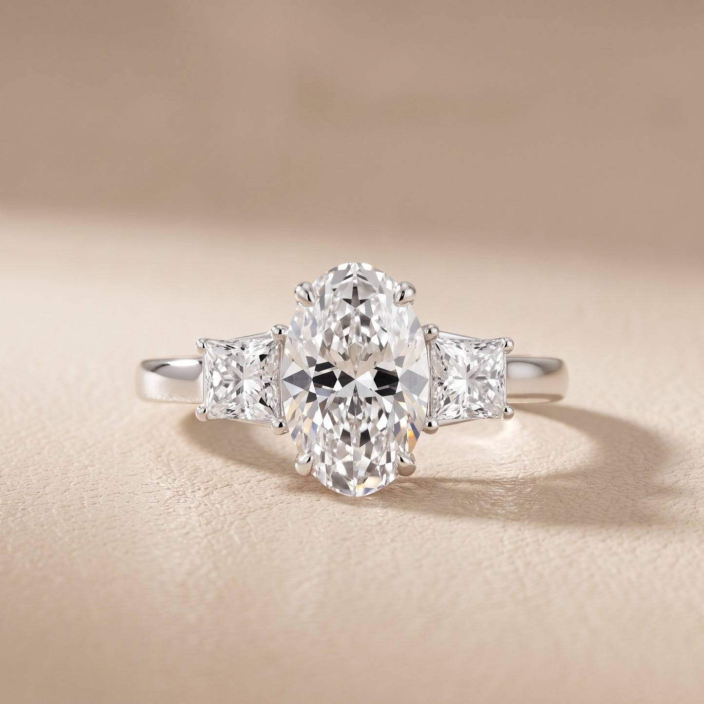 Selena Three-Stone Basket Oval Diamond Ring in Silver - front.jpg