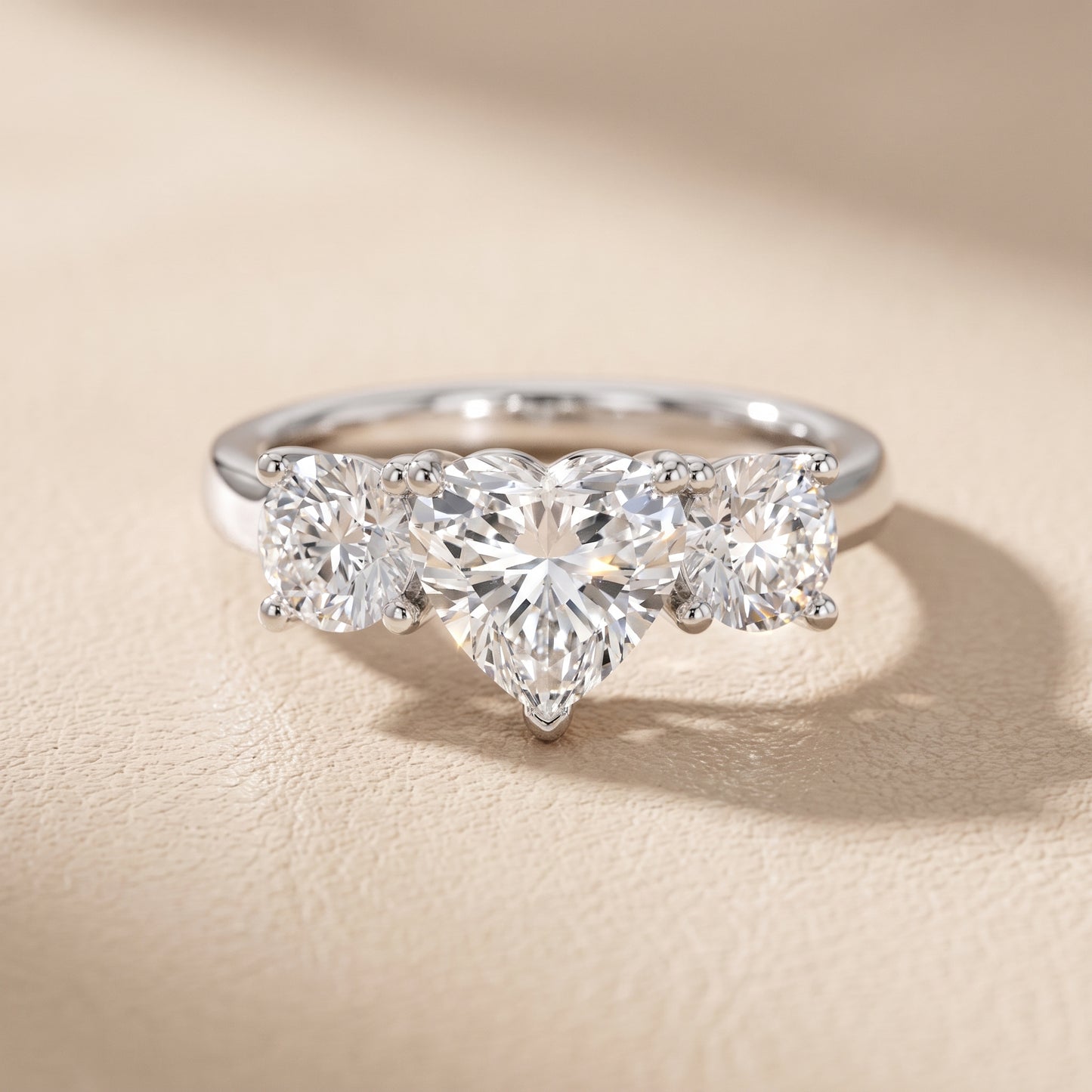 Callie Three-Stone Trellis Heart Diamond Engagement Ring in Silver - front.jpg