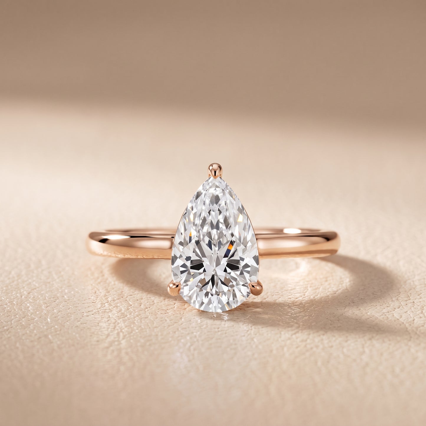 Sadie Cathedral Solitaire Pear Diamond Ring in Rose Gold - front.jpg