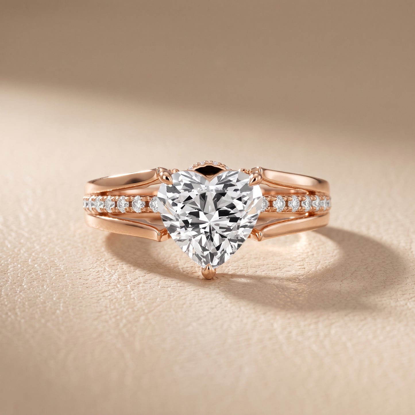 Scarlett Split Shank Pavé Heart Diamond Ring in Rose Gold - front.jpg