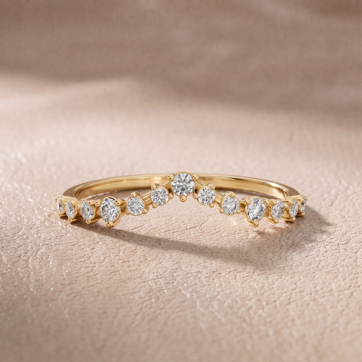 Daphne Curved Round Diamond Wedding Band in Yellow Gold - front.jpg