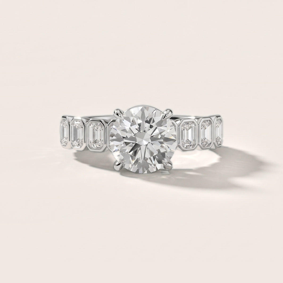 Newport Step-Cut Bezel Round Diamond Engagement Ring in Silver - front.jpg