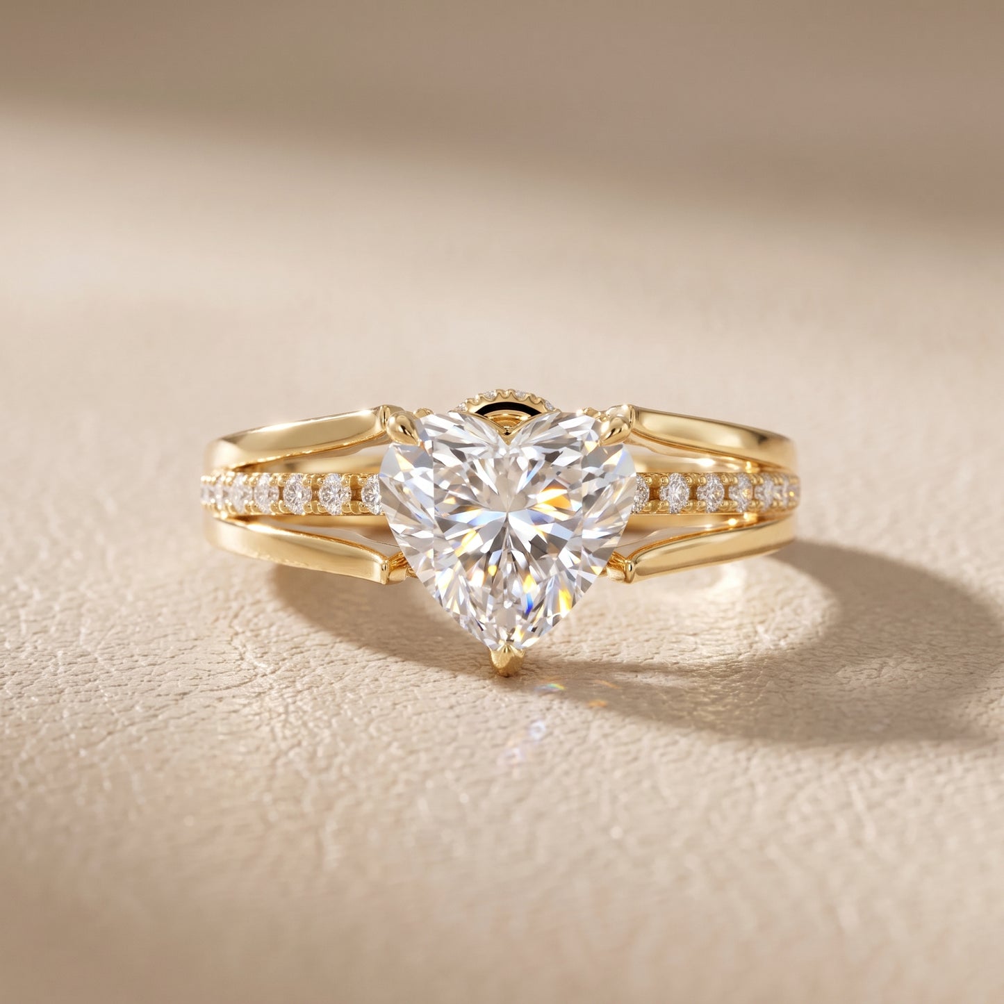 Scarlett Split Shank Pavé Heart Diamond Ring in Yellow Gold - front.jpg