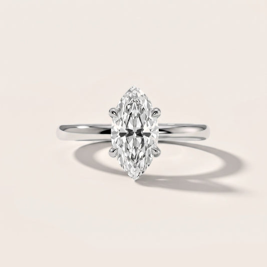 Charlotte Charm Solitaire Marquise Diamond Engagement Ring in White Gold
