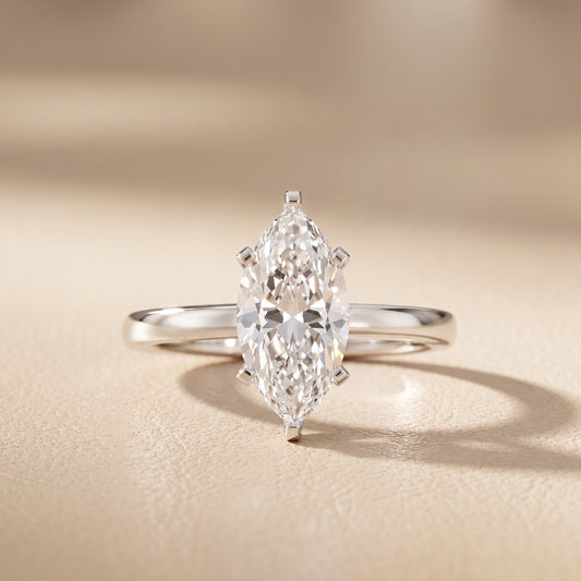 Liana Solitaire Claw Prong Marquise Diamond Engagement Ring in White Gold - front.jpg
