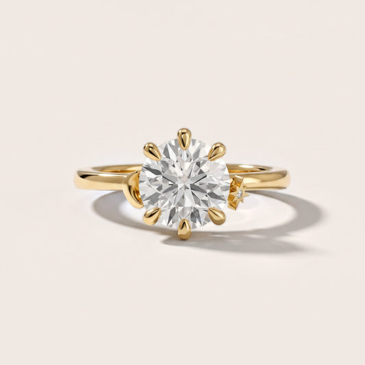 Helia Solitaire Round Diamond Engagement Ring in Yellow Gold