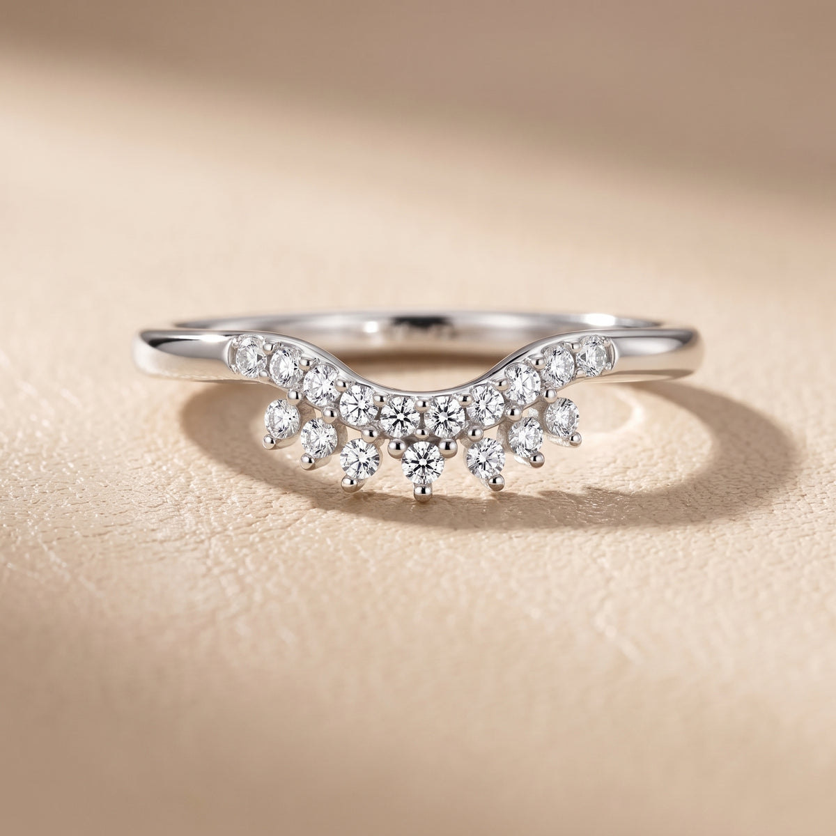Sabina Curved Round Diamond Anniversary Ring in White Gold - front.jpg