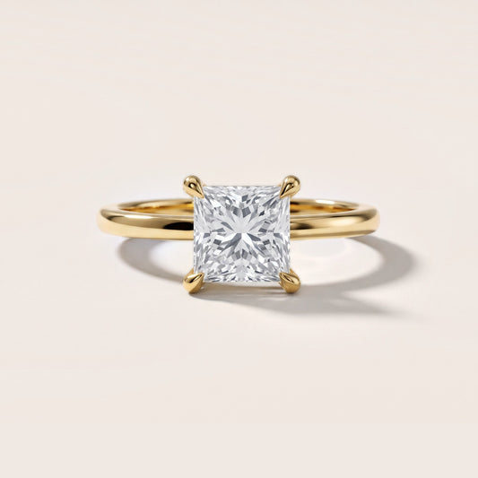 Nella Petite Solitaire Princess Diamond Engagement Ring in Yellow Gold