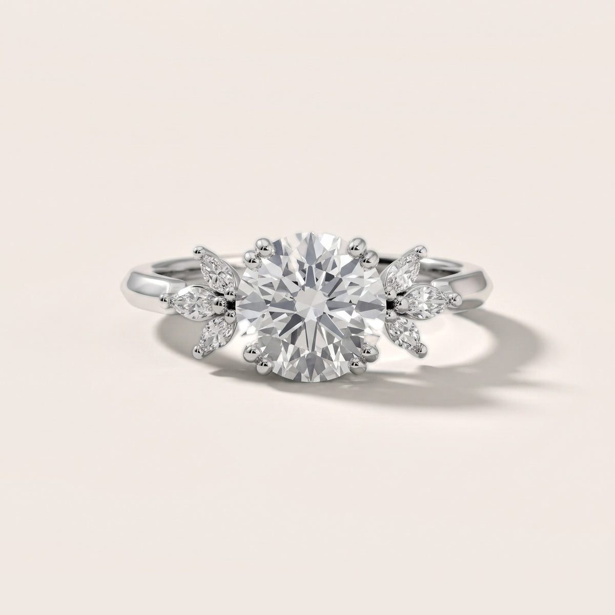 Cary Vine Cluster Round Diamond Engagement Ring in Platinum - front.jpg