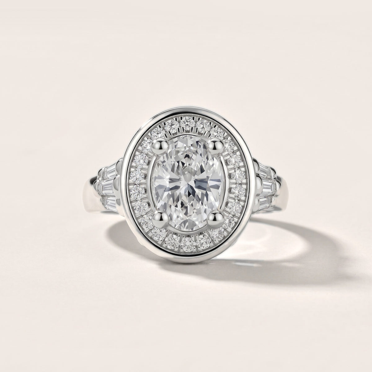 Milan Deco Halo Oval Diamond Engagement Ring in Platinum - front.jpg