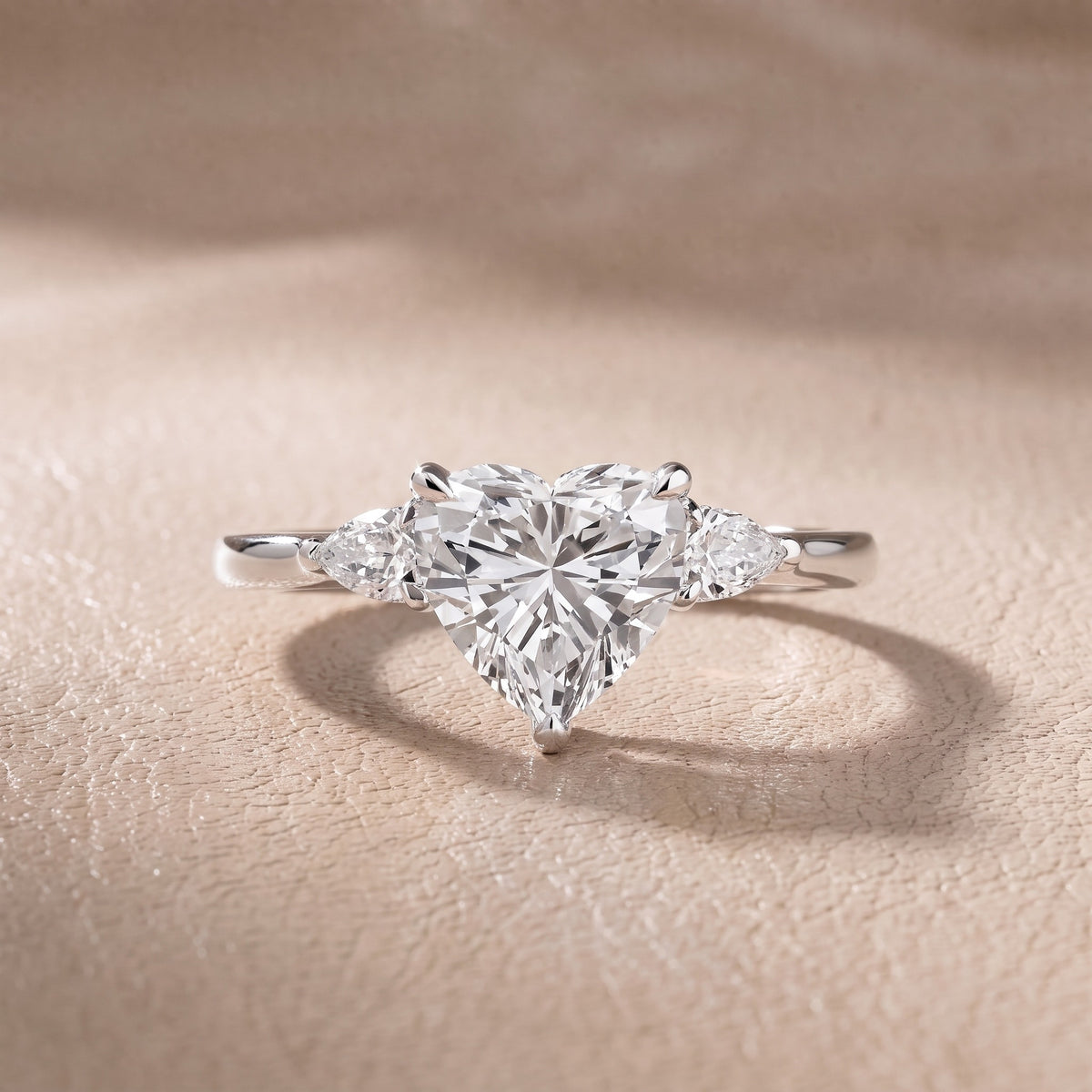 Leila Three-Stone Heart Diamond Engagement Ring in White Gold - front.jpg