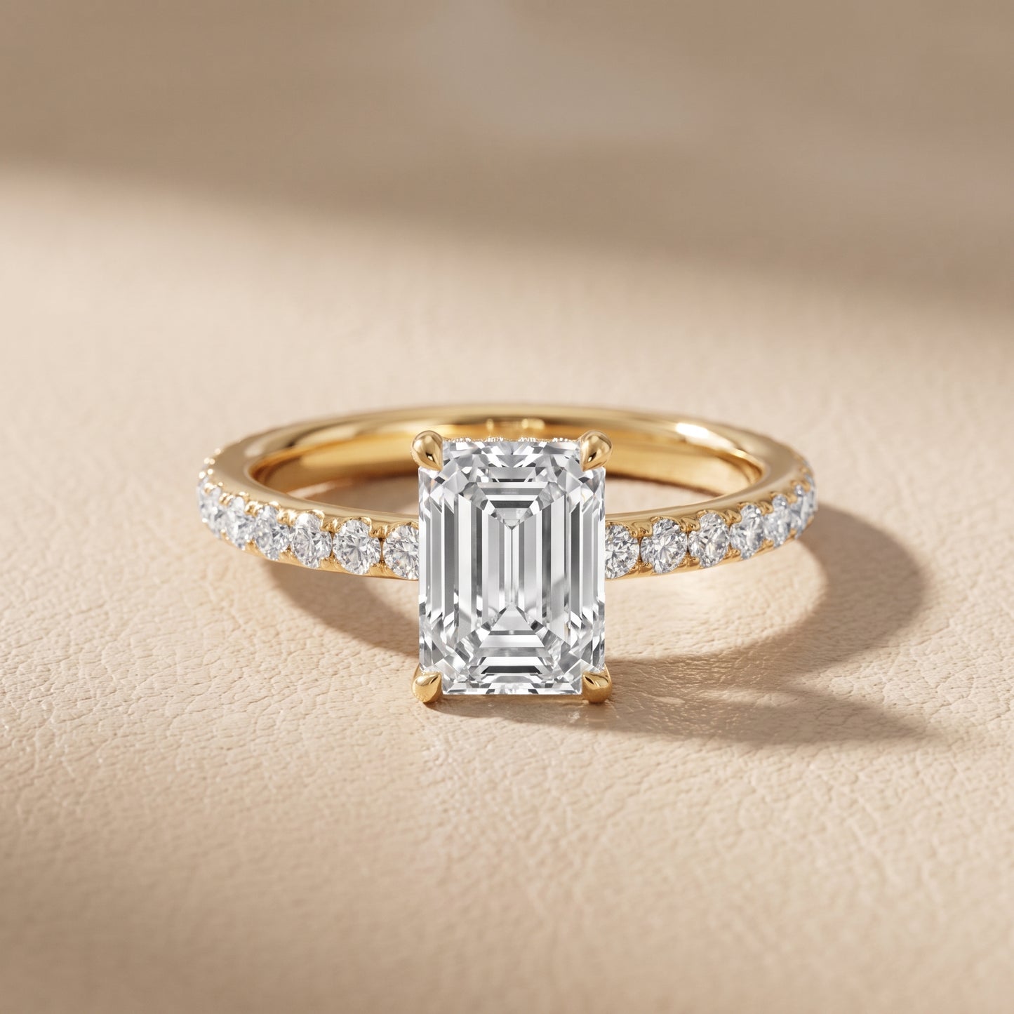 Thea Hidden Halo Pavé Emerald Diamond Engagement Ring in Yellow Gold - front.jpg