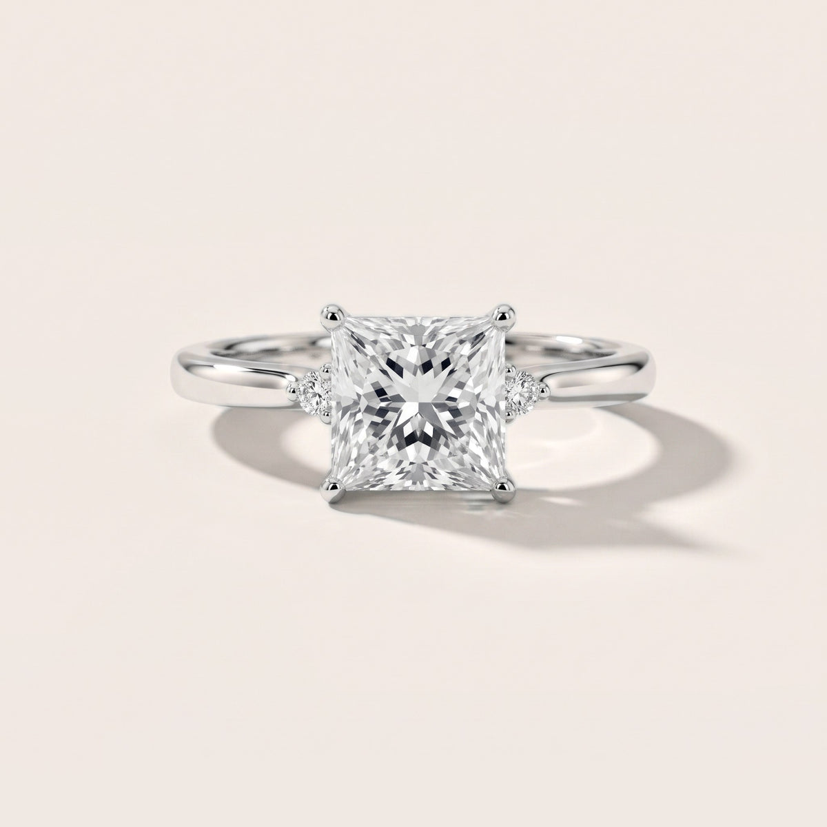 Teodora Floating Three-Stone Princess Diamond Engagement Ring in Platinum - front.jpg