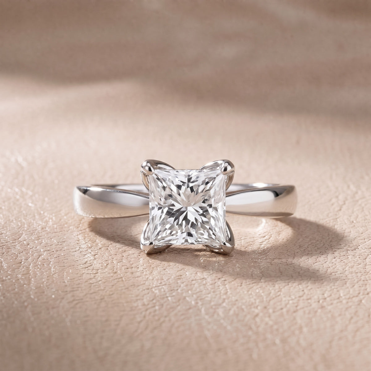 Lucia Solitaire Six-Prong Princess Diamond Engagement Ring in White Gold - front.jpg
