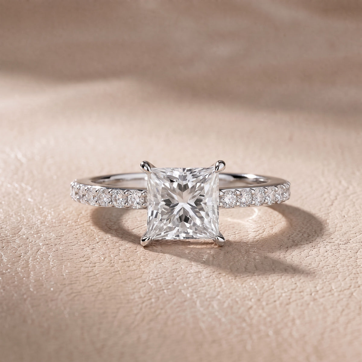 Annabel Pavé Solitaire Princess Diamond Engagement Ring in White Gold - front.jpg