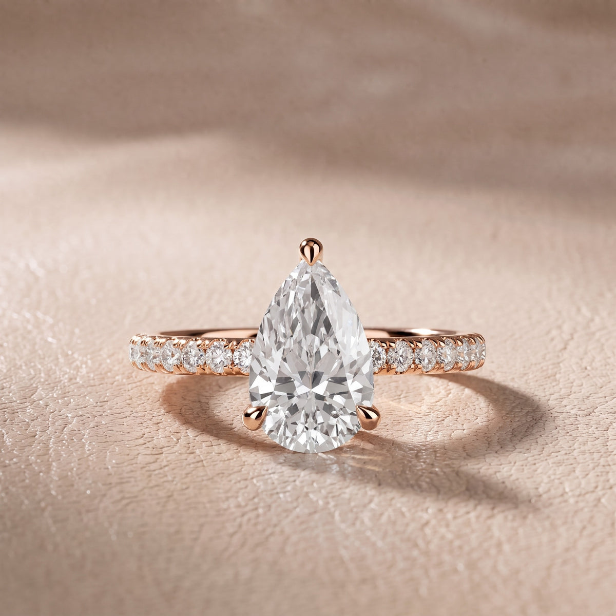 Maya Hidden Halo Pavé Pear Diamond Engagement Ring in Rose Gold - front.jpg
