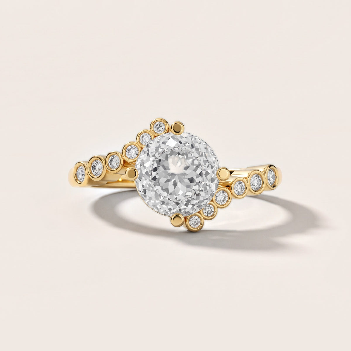 Chatham Bezel Bypass Portuguese Diamond Engagement Ring in Yellow Gold - front.jpg