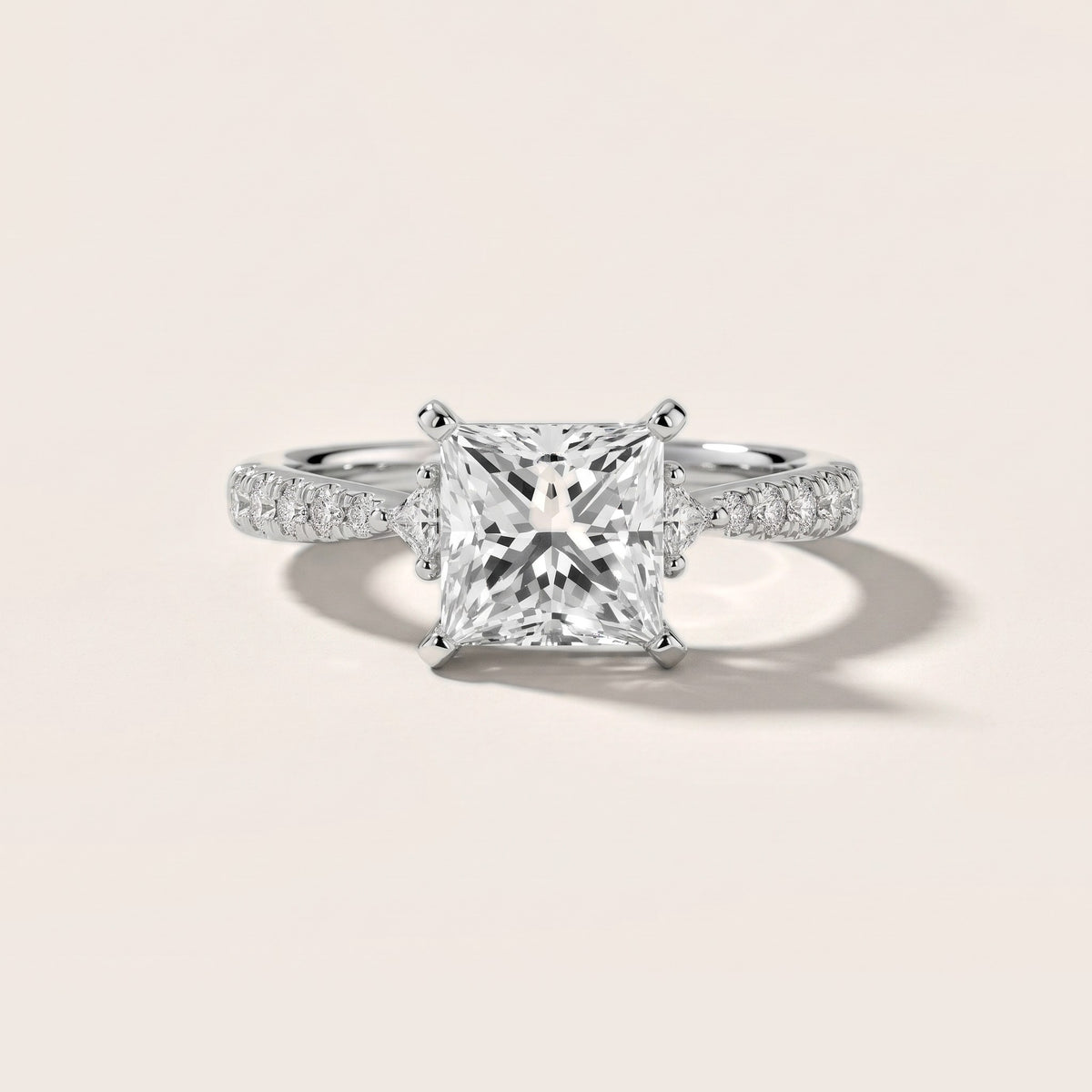 Alethea Three-Stone Pavé Princess Diamond Engagement Ring in Silver - front.jpg