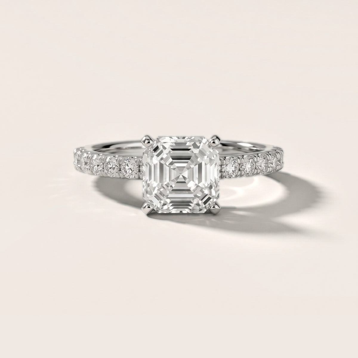 Elara Scalloped Pavé Asscher Diamond Engagement Ring in White Gold - front.jpg