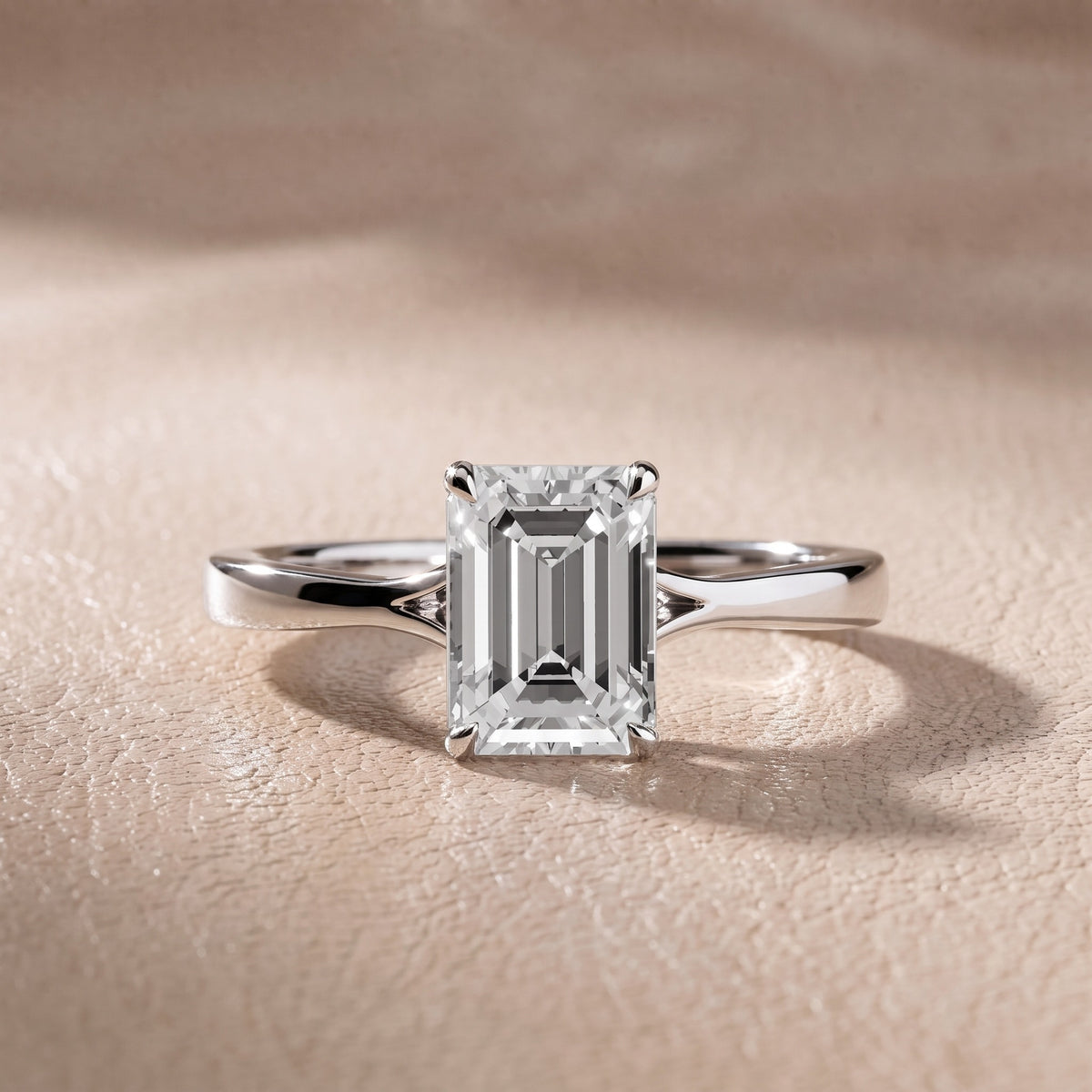 Evangeline Trellis Solitaire Emerald Diamond Engagement Ring in White Gold - front.jpg