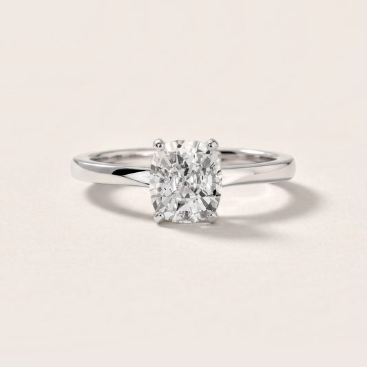 Matilda Cathedral Solitaire Cushion Diamond Engagement Ring in Platinum [studio-20261024]