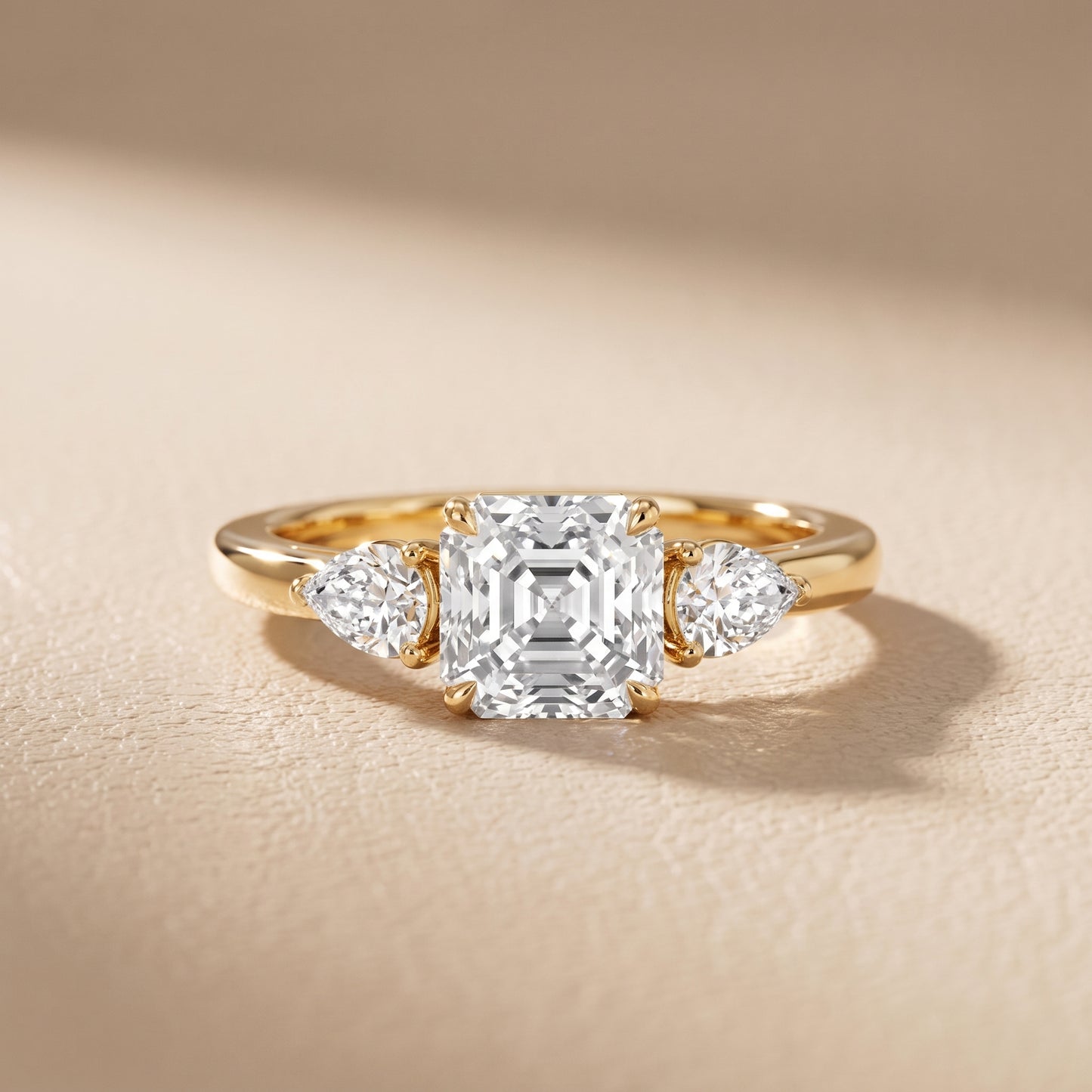 Phoebe Three-Stone Asscher Diamond Ring in Yellow Gold - front.jpg