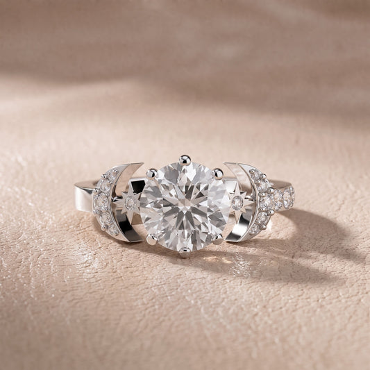 Astra Cathedral Sidestone Round Diamond Engagement Ring in Platinum - front.jpg