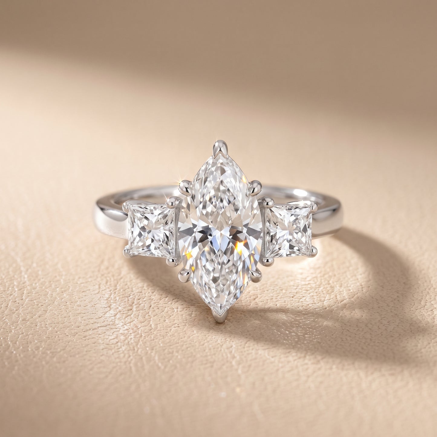 Sienna Three-Stone Marquise Diamond Ring in Silver - front.jpg
