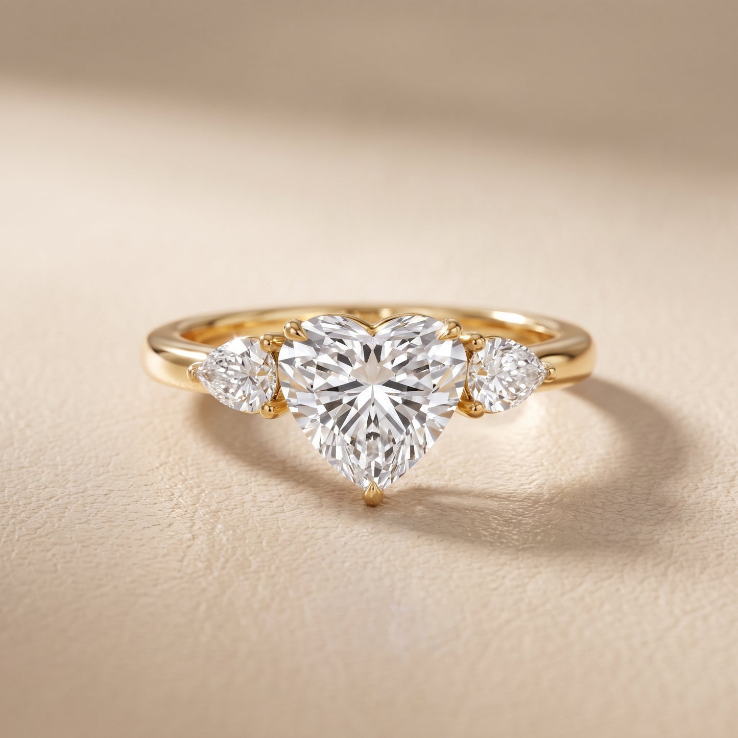 Phoebe Three-Stone Heart Diamond Ring in Yellow Gold - front.jpg