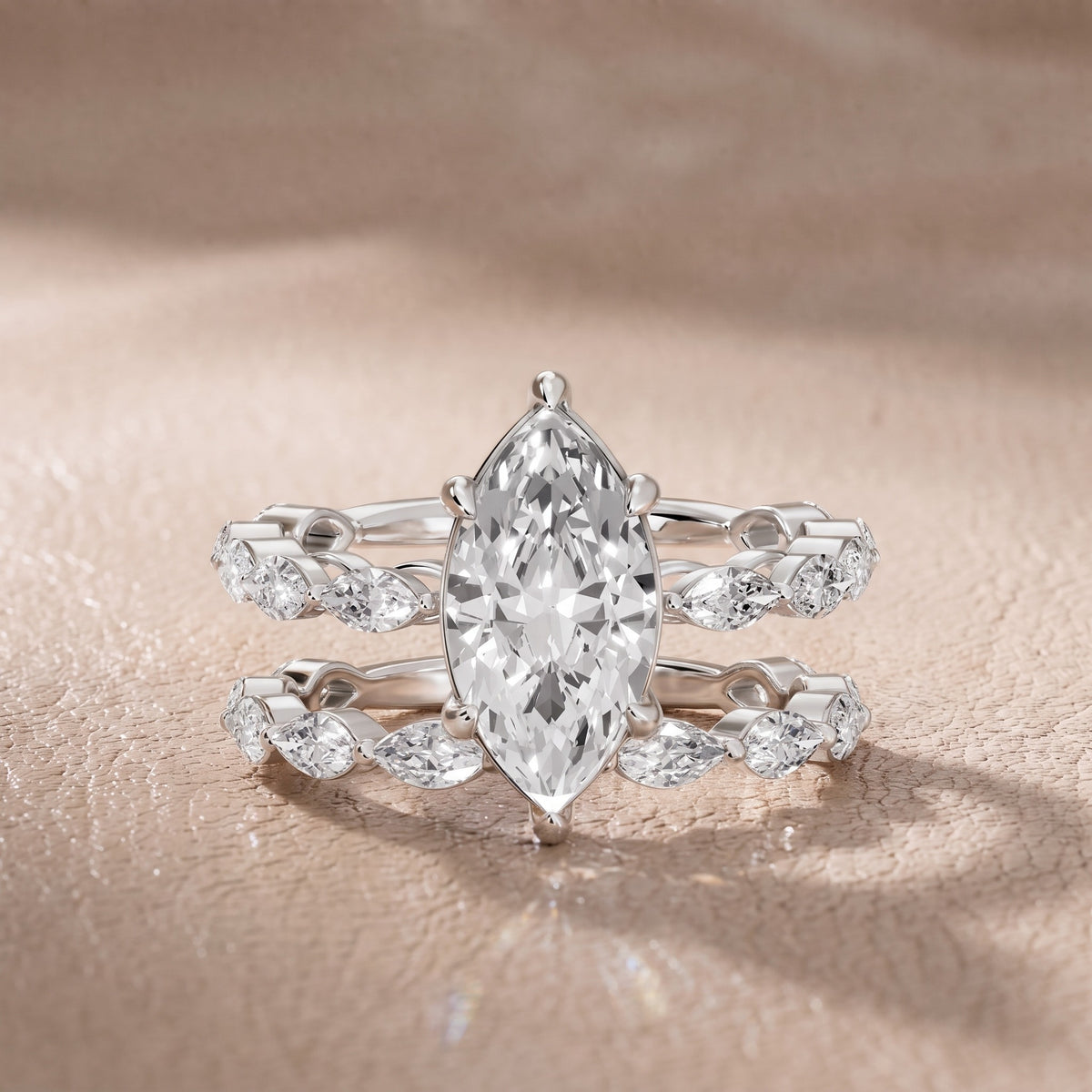 Elina Split Shank Marquise Accent Marquise Diamond Engagement Ring in Silver - front.jpg